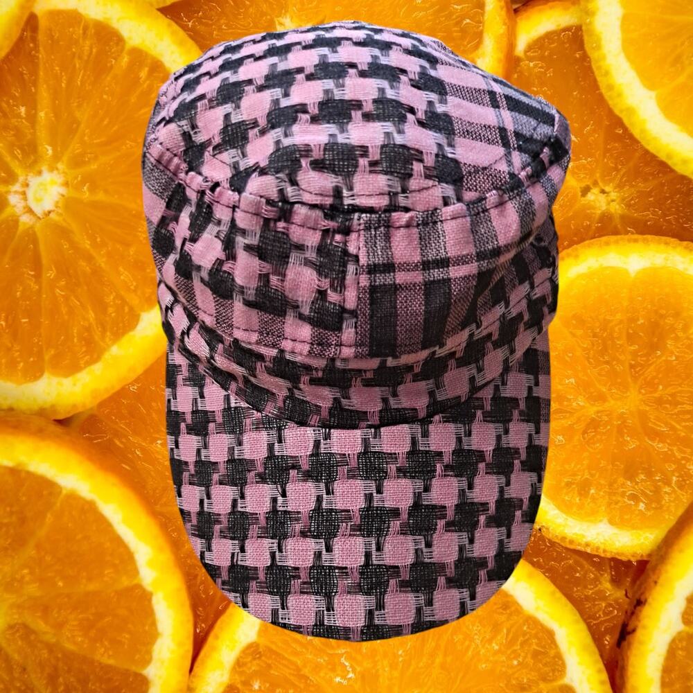 Pink And Black Checked Hook And Loop Adjustable H… - image 1